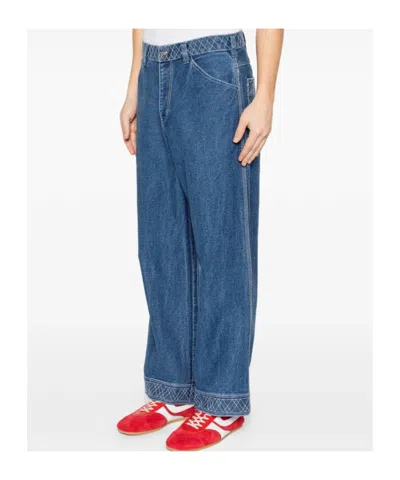 Bode Embroidered Trousers In Blue