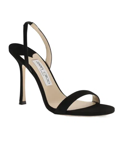 Jimmy Choo Jenn 85mm Suede Slingback Sandals In Black