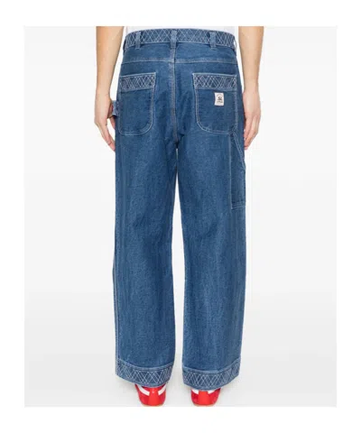 Bode Embroidered Trousers In Blue