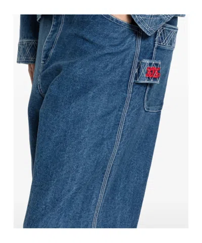 Bode Embroidered Trousers In Blue