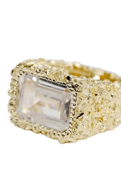 Veneda Carter Rectangle Crystal Ring In Gold