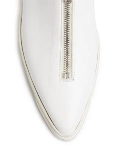 Shop Stella Mccartney Zip Point Toe Loafers In Optical White