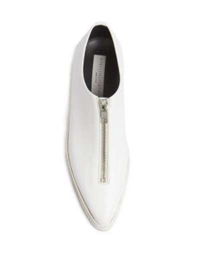 Shop Stella Mccartney Zip Point Toe Loafers In Optical White