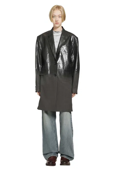 Acne Studios Gradient Herringbone Coat In Black