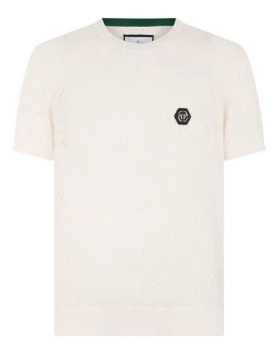 Philipp Plein Round Neck T-shirt Degrade Monogram Monogram In White
