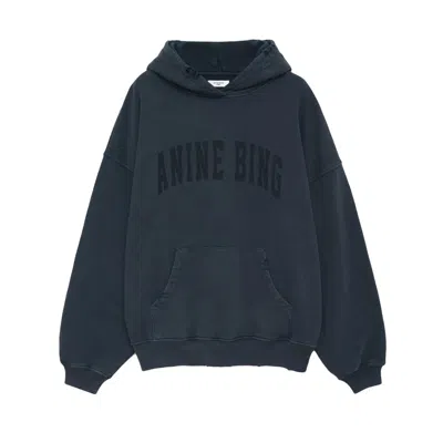 Anine Bing Oversized Grey Sweatshirt With Bold Branding And Relaxed Fit In Black