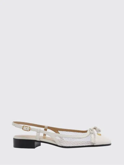 Valentino Garavani Valet Du Roi Tasseled Leather And Mesh Slingback Ballet Flats In White