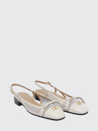 Valentino Garavani Valet Du Roi Tasseled Leather And Mesh Slingback Ballet Flats In White