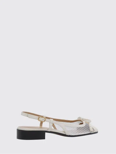 Valentino Garavani Valet Du Roi Tasseled Leather And Mesh Slingback Ballet Flats In White