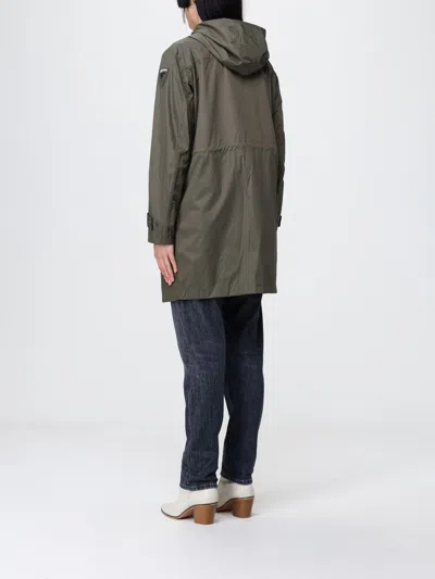 Blauer Long Green Impermeable Coat With Adjustable Features In Green
