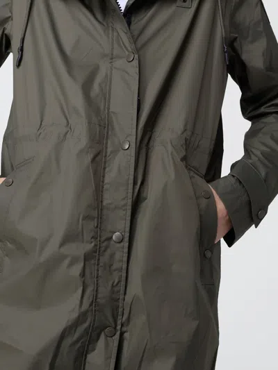 Blauer Long Green Impermeable Coat With Adjustable Features In Green