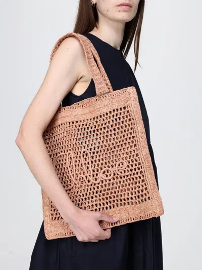 Chloé Chloe Women Antiqued Pink Raffia Estate Banana Shopping Bag In Neutral