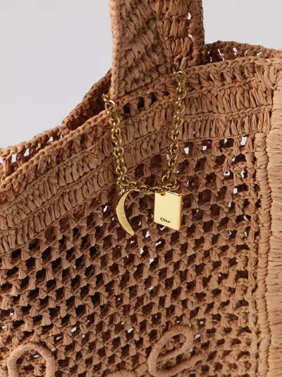 Chloé Chloe Women Antiqued Pink Raffia Estate Banana Shopping Bag In Neutral