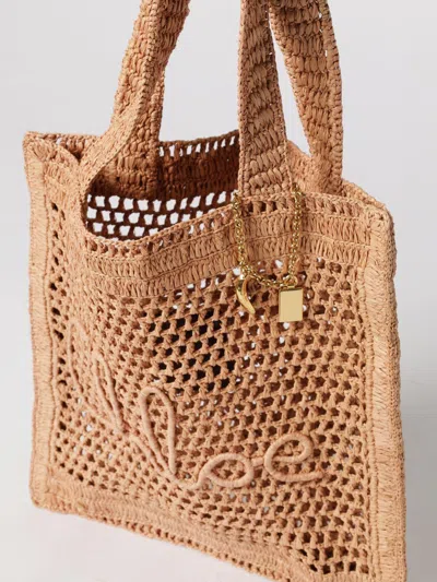 Chloé Chloe Women Antiqued Pink Raffia Estate Banana Shopping Bag In Neutral