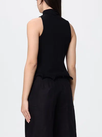 Fendi High Neck Fitted Sleeveless Top With Ruffles Clothing In Black
