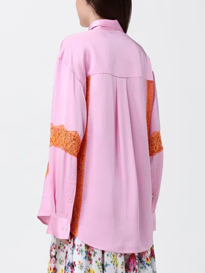 Msgm Pink Regular Lace Shirt In Pink