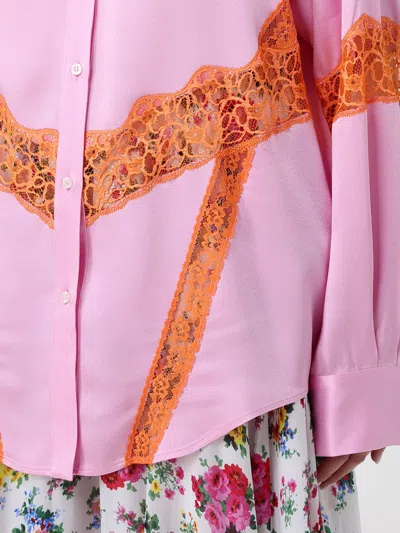 Msgm Pink Regular Lace Shirt In Pink