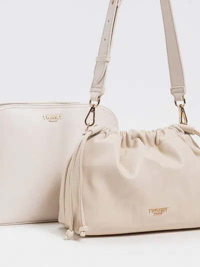 Twinset Drawstring Shoulder Bag In White