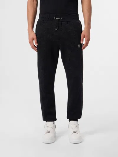 Philipp Plein Jogging Trousers Monogram Paisley Men In Black