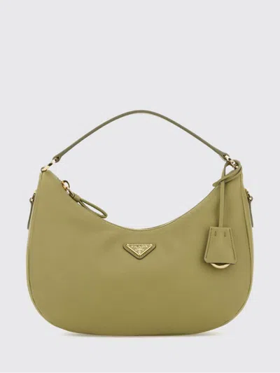 Prada Leather Handbag With Structured Shape And Strap In Green