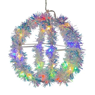 Kurt Adler Led Tinsel Foldable Sphere String Lights In Multi