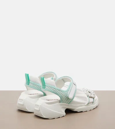 Roger Vivier Multicolor Viv On The Run Leather Sandals In White