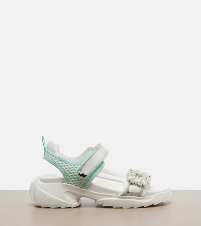 Roger Vivier Multicolor Viv On The Run Leather Sandals In White