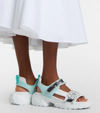 Roger Vivier Multicolor Viv On The Run Leather Sandals In White