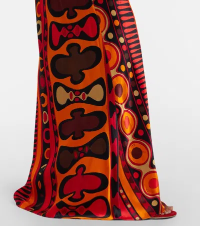 Pucci Soleil Open-back Satin Maxi Dress In Multi