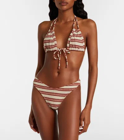Montce Euro Striped Triangle Bikini Top In Multi