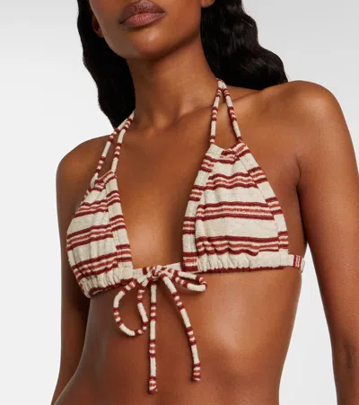 Montce Euro Striped Triangle Bikini Top In Multi