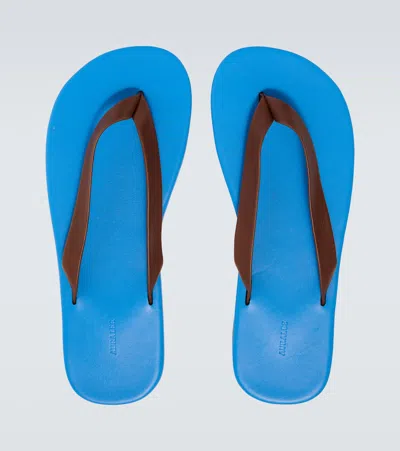Auralee Soft Leather Flip-flops In Blue