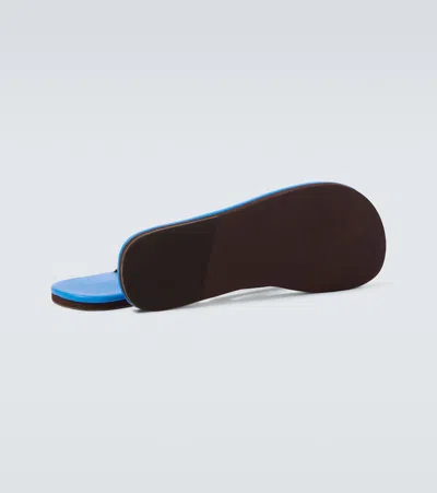 Auralee Soft Leather Flip-flops In Blue