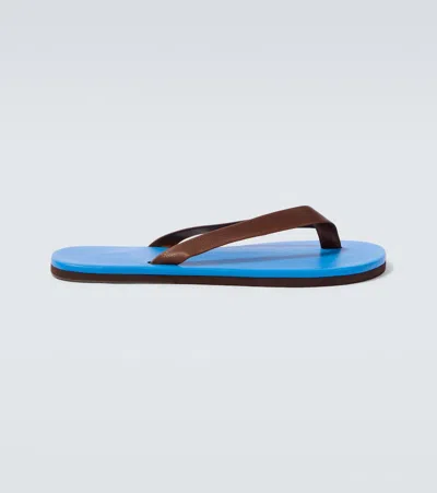Auralee Soft Leather Flip-flops In Blue