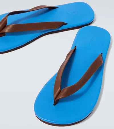 Auralee Soft Leather Flip-flops In Blue