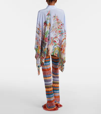 Etro Flared Knit Cotton Trousers With Stripes And Openwork In Multi