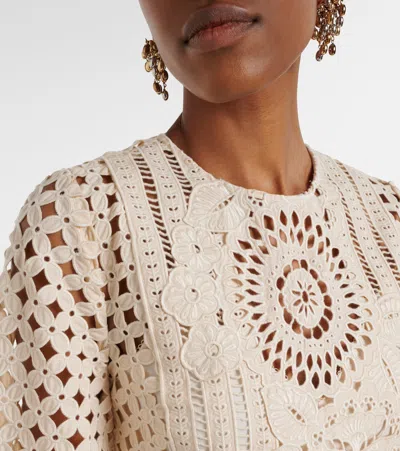 Zimmermann Indra Broderie Anglaise Cotton Mini Dress In Neutral