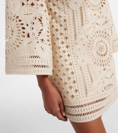 Zimmermann Indra Broderie Anglaise Cotton Mini Dress In Neutral