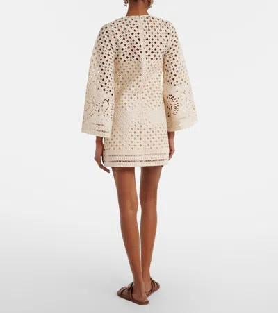 Zimmermann Indra Broderie Anglaise Cotton Mini Dress In Neutral