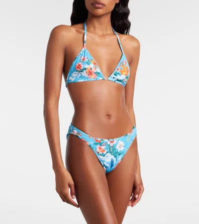 Gucci Printed Stretch Jersey Bikini In Blue