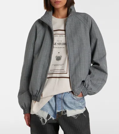 Acne Studios Check Tailored Bomber Jacket In Gray