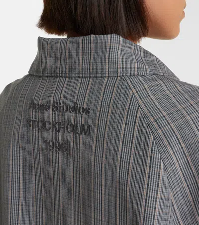 Acne Studios Check Tailored Bomber Jacket In Gray