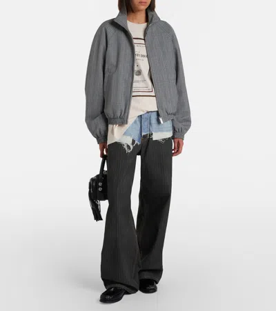Acne Studios Check Tailored Bomber Jacket In Gray