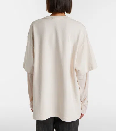 Acne Studios Womens Warm Beige Layered Graphic Book Print Cotton-jersey T-shirt In Multi