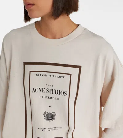 Acne Studios Womens Warm Beige Layered Graphic Book Print Cotton-jersey T-shirt In Multi