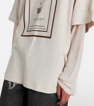 Acne Studios Womens Warm Beige Layered Graphic Book Print Cotton-jersey T-shirt In Multi