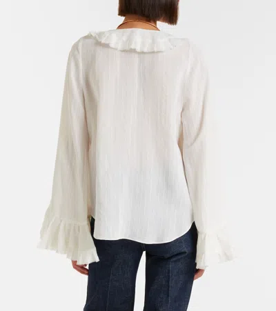 Dorothee Schumacher Striped Silk-viscose Blouse In White