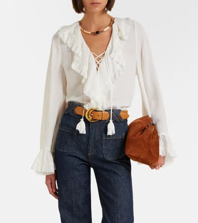 Dorothee Schumacher Striped Silk-viscose Blouse In White