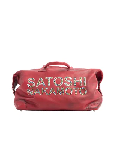 Satoshi Nakamoto Studded Weekender In Red