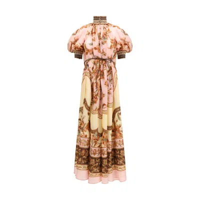 Zimmermann Womens Mauve Jacobean Aster Billow Silk Maxi Dress Xl In Pink